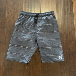Hurley Kids Black and Gray Striped Swim Trunks